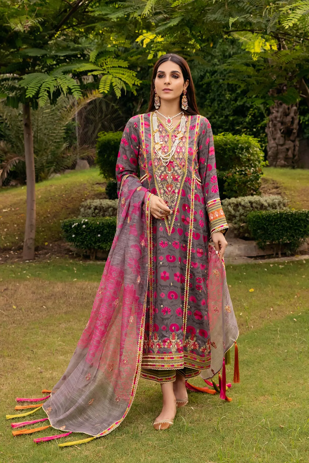 3-Pc Charizma Unstitched Embroidered Swiss Lawn With Chiffon Dupatta CSM-3-05