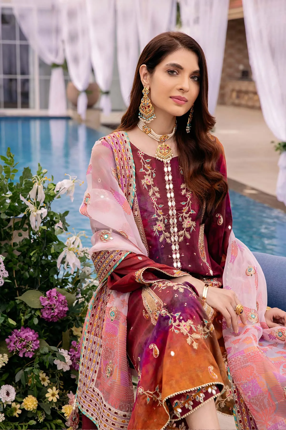 3-Pc Charizma Unstitched Embroidered Swiss Lawn With Chiffon Dupatta CSM-3-06