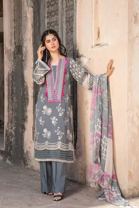 3-Pc Unstitched Embroidered Swiss With Chiffon Dupatta CM-18