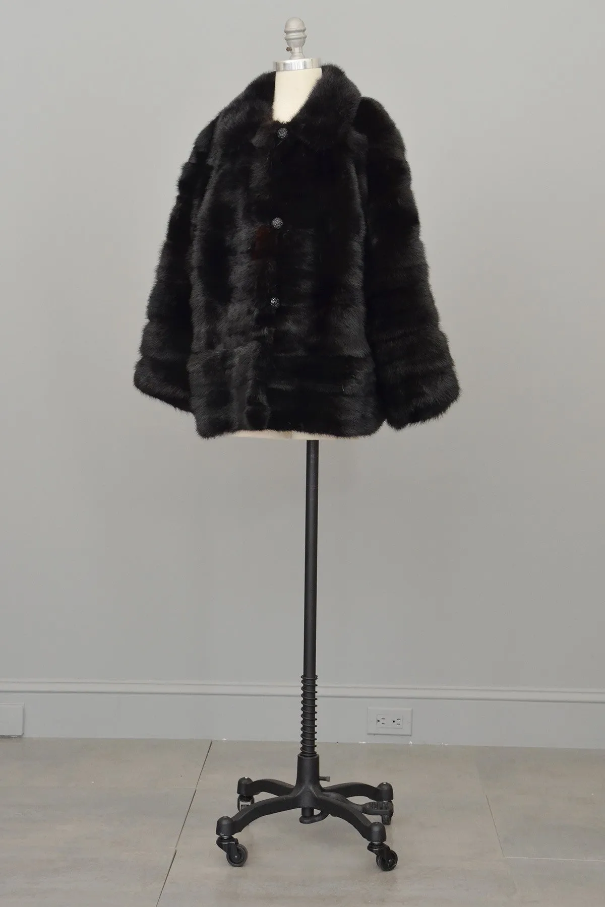 70s 80s Black Mink Fur Jacket