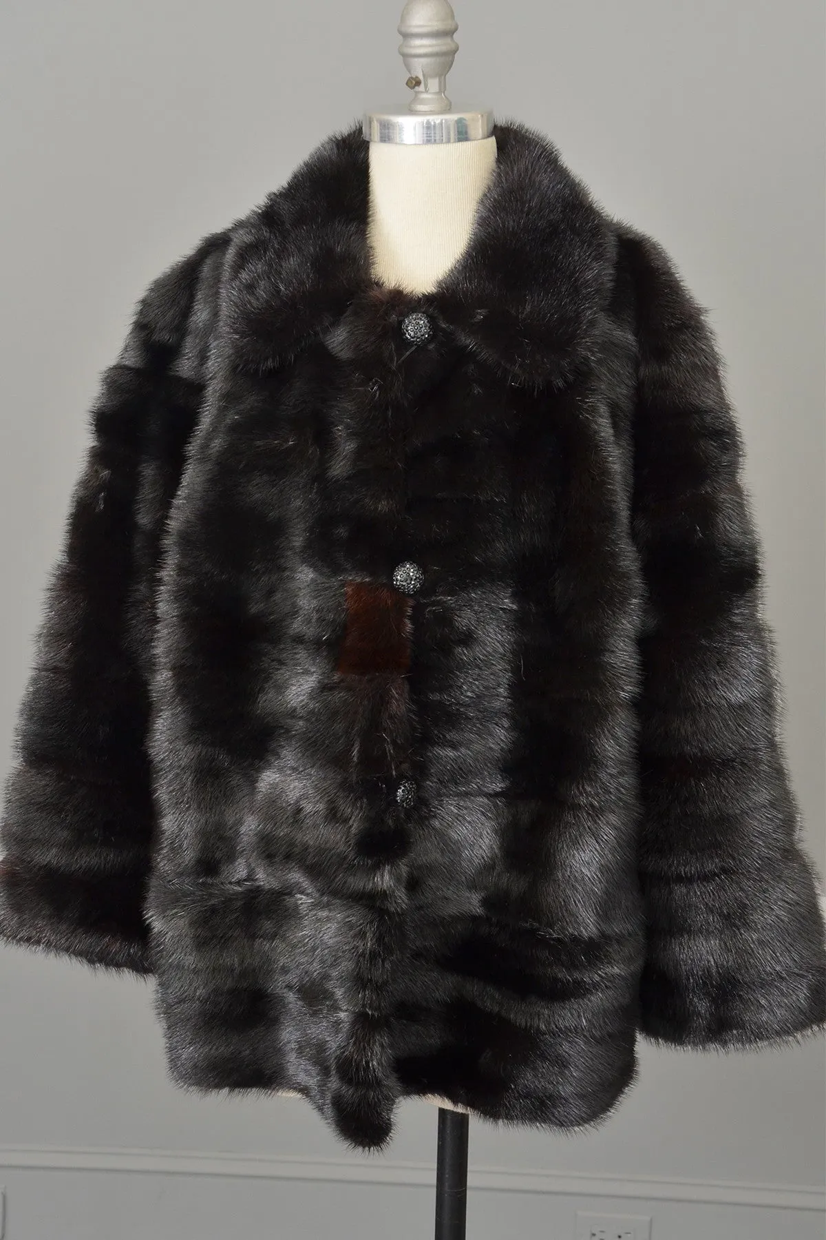 70s 80s Black Mink Fur Jacket