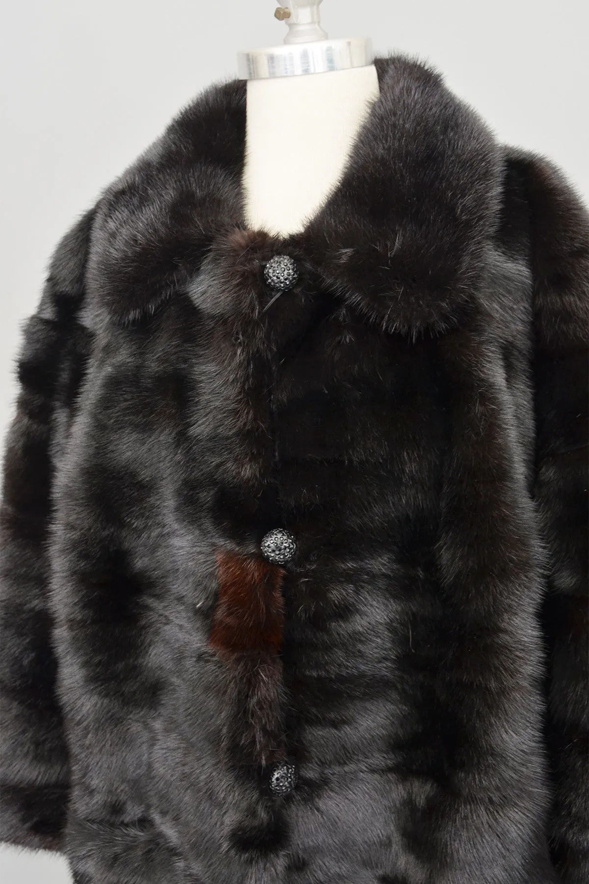 70s 80s Black Mink Fur Jacket