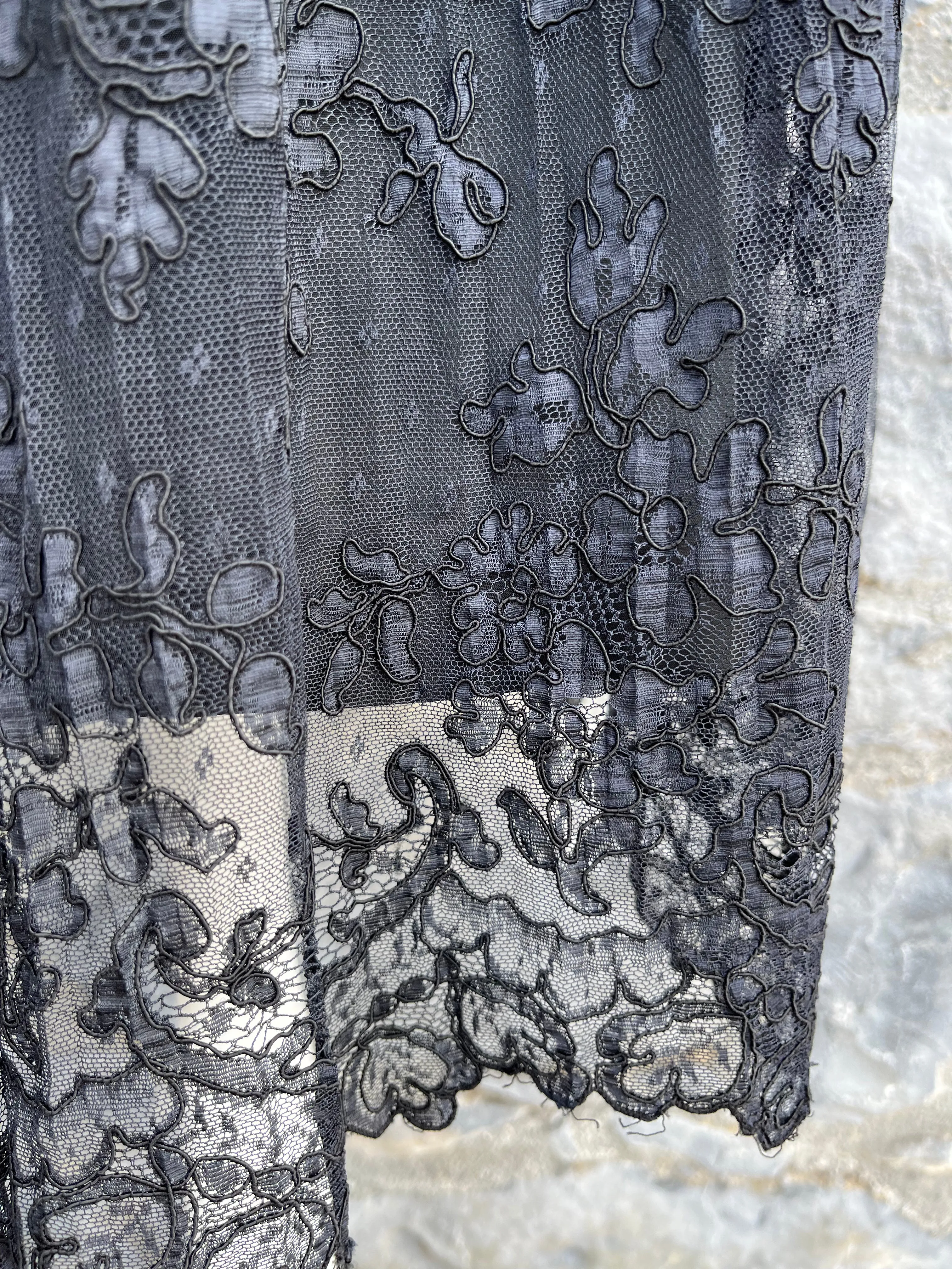 70s black lace dress uk 8