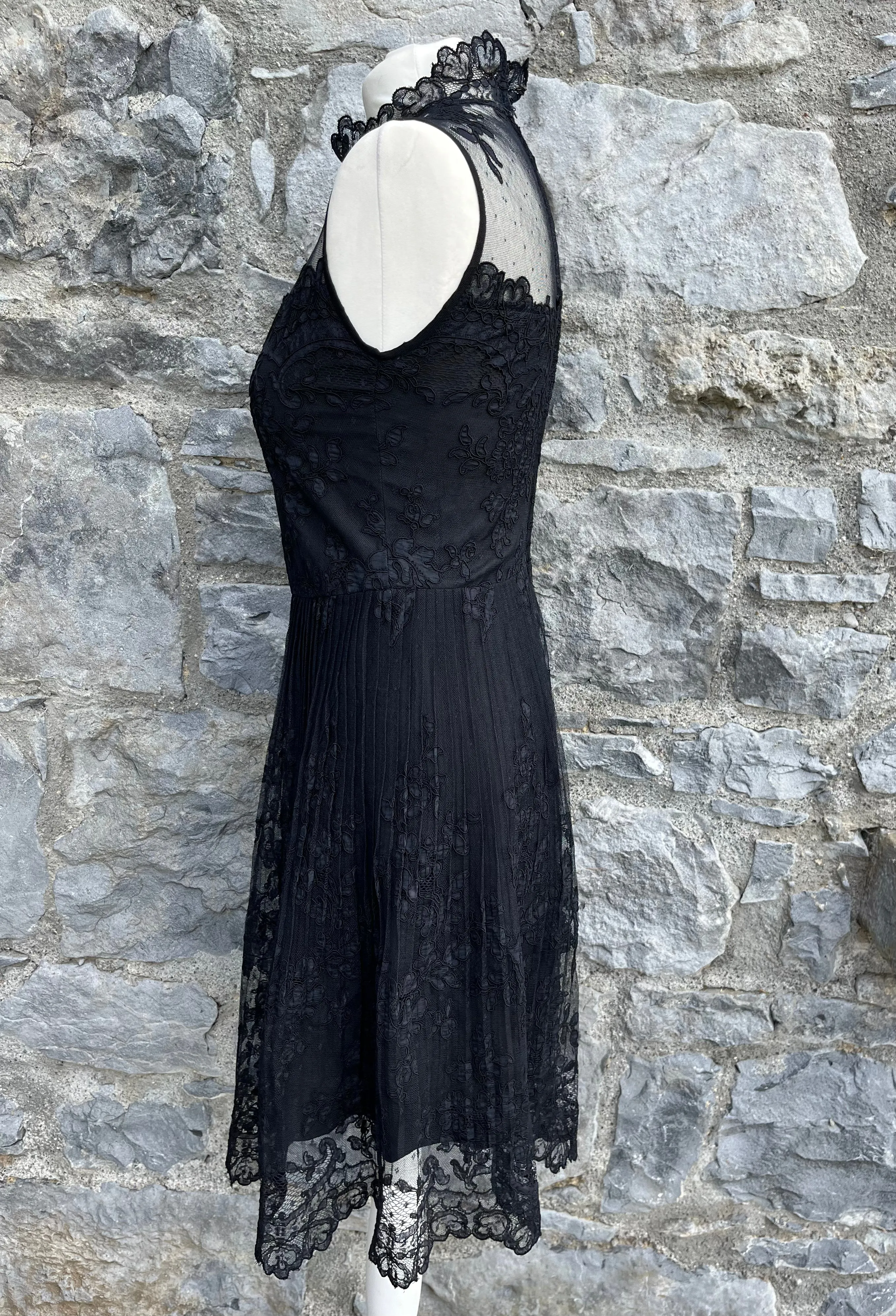 70s black lace dress uk 8