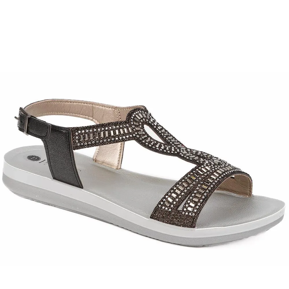 Adjustable Embellished Sandals  - INB39017 / 325 260