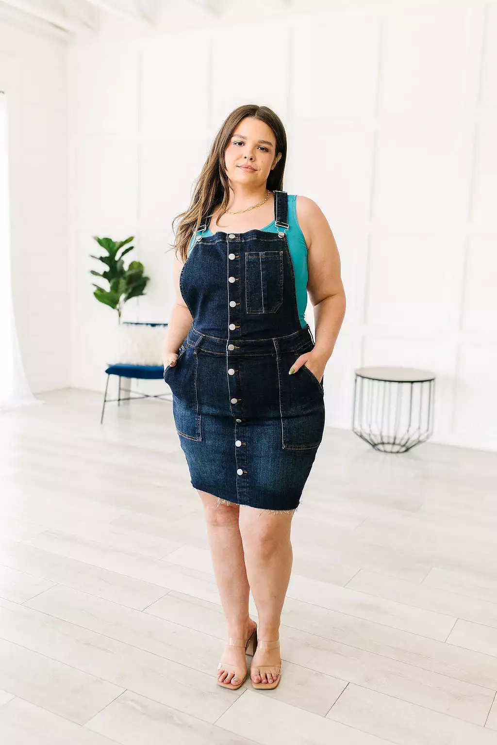 Agnes Denim Overall Dress-- Use the code SPRINGJB for 20% off!