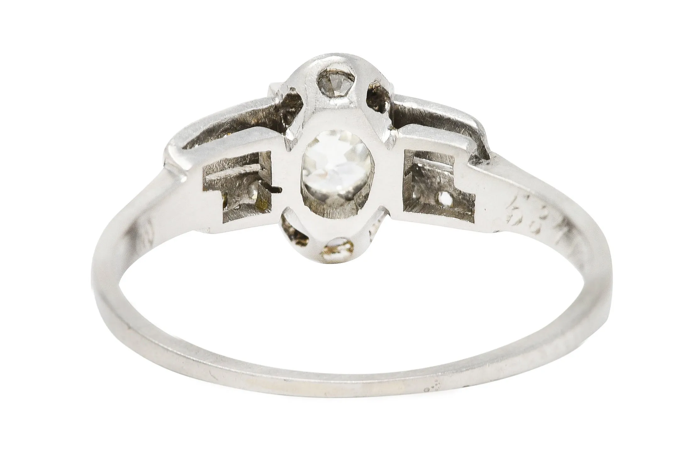 Art Deco 1920 0.51 CTW Old European Cut Diamond Platinum Geometric Antique Engagement Ring