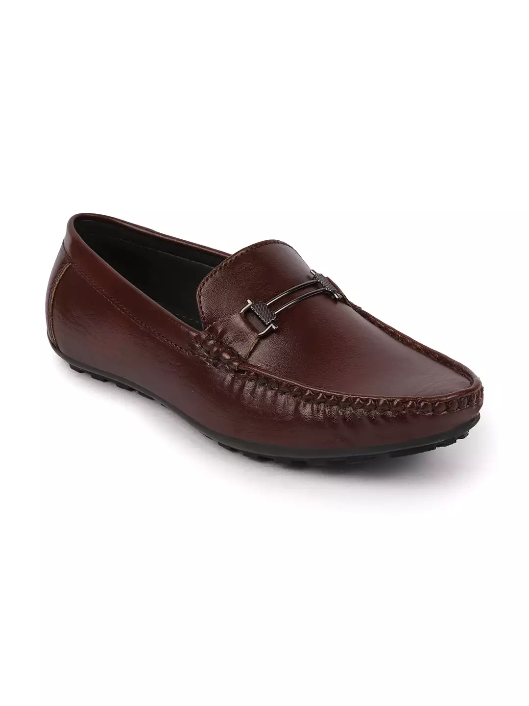 Basics Men Brown Horsebit Buckle Premium Slip On Casual Loafers and Moccasin Shoes