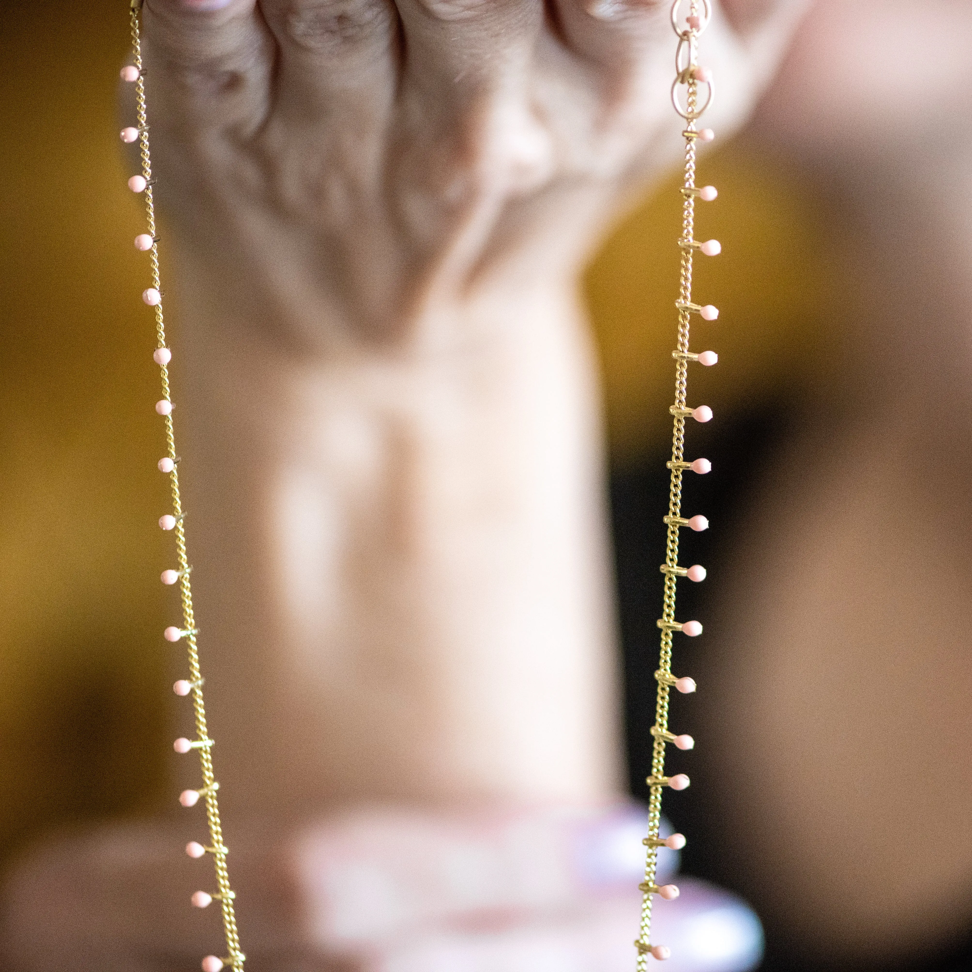 Black Swiss Dot Gold Necklace