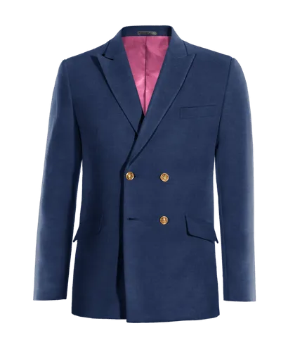  Blazer doble botonadura azul marino de lino solapa en pico