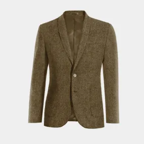  Blazer marrón de donegal tweed solapa redonda