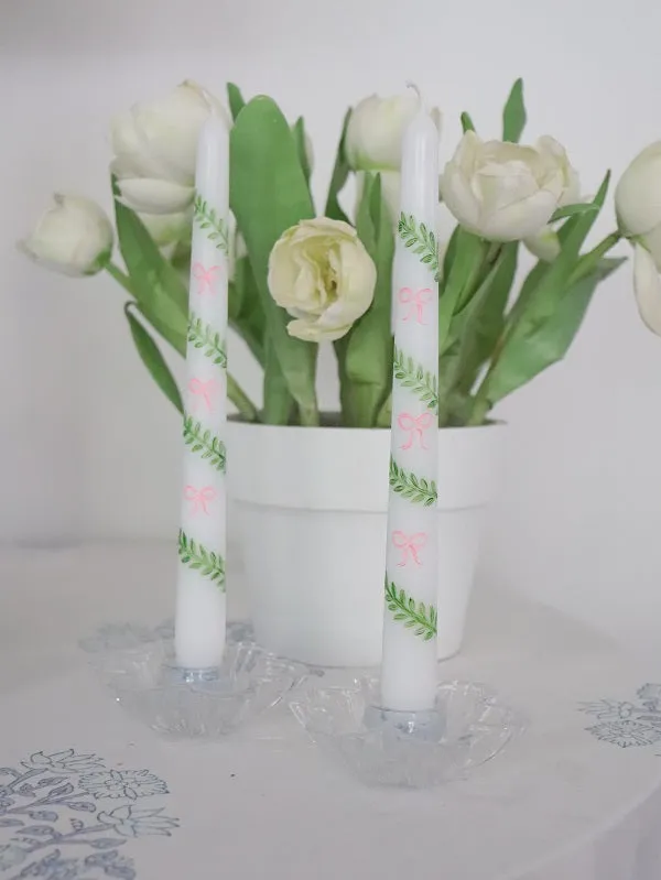 Bow Trellis Hand Painted Candle