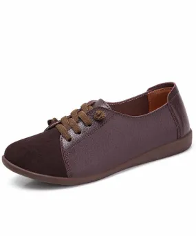 Brown casual suede splicing lace up shoe sneaker