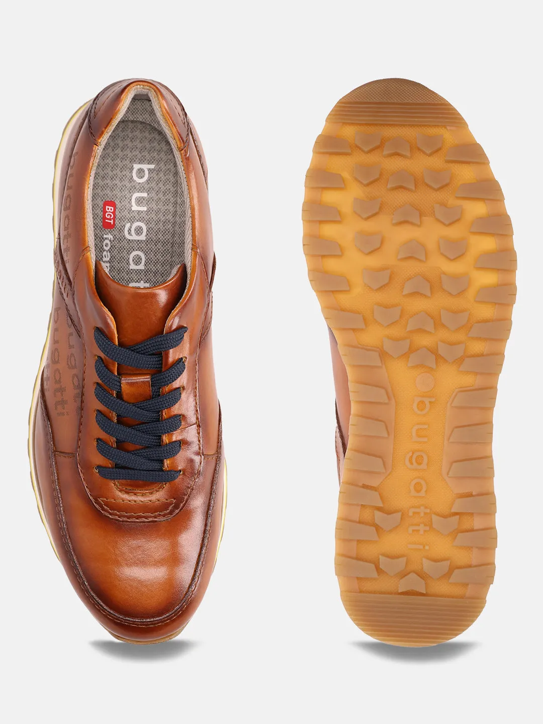 bugatti Cognac Premium Leather Sneakers