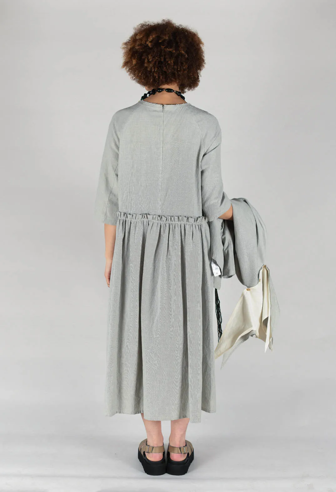 Butterfly Sleeve Smock Dress in Light Grey