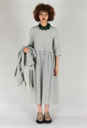 Butterfly Sleeve Smock Dress in Light Grey