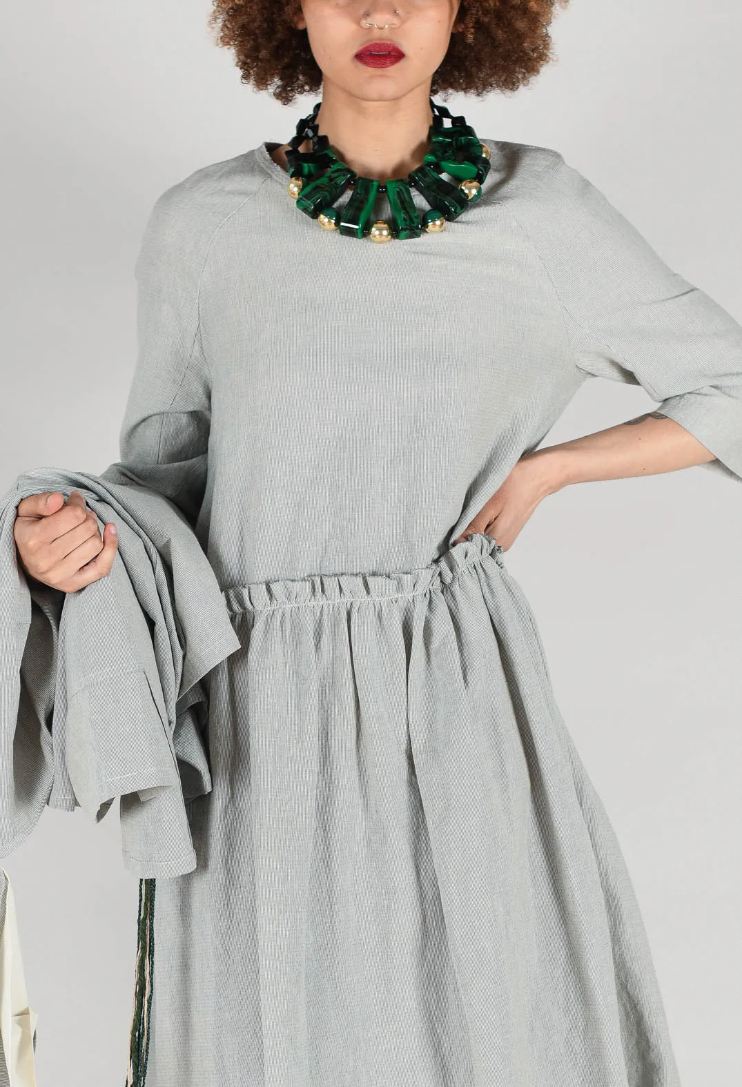 Butterfly Sleeve Smock Dress in Light Grey