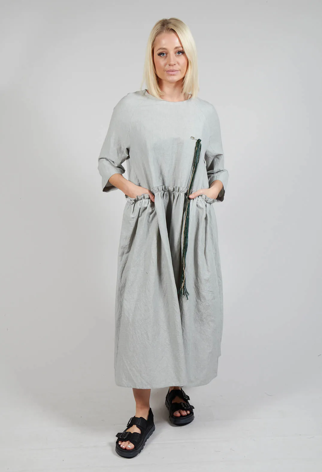 Butterfly Sleeve Smock Dress in Light Grey