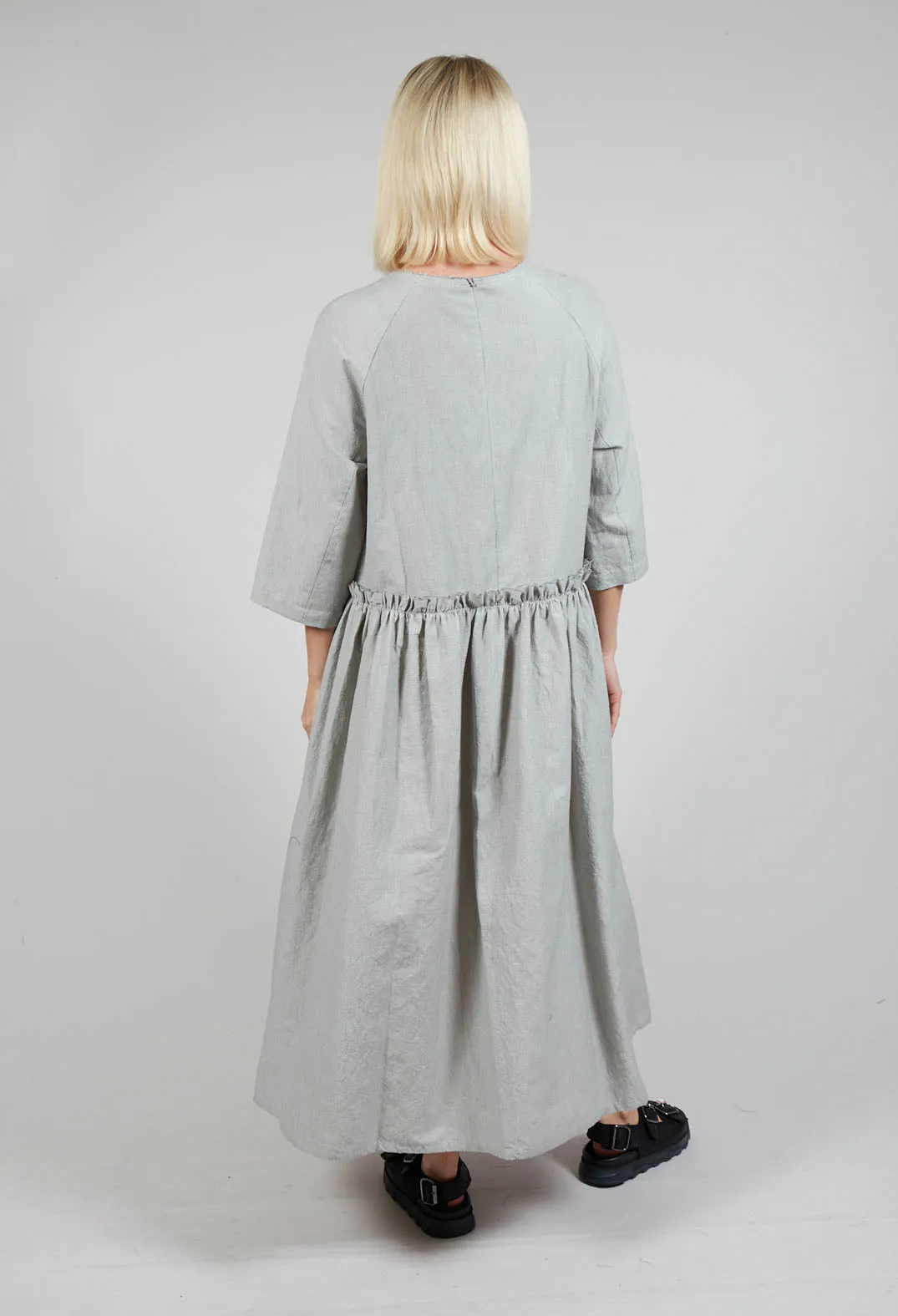 Butterfly Sleeve Smock Dress in Light Grey