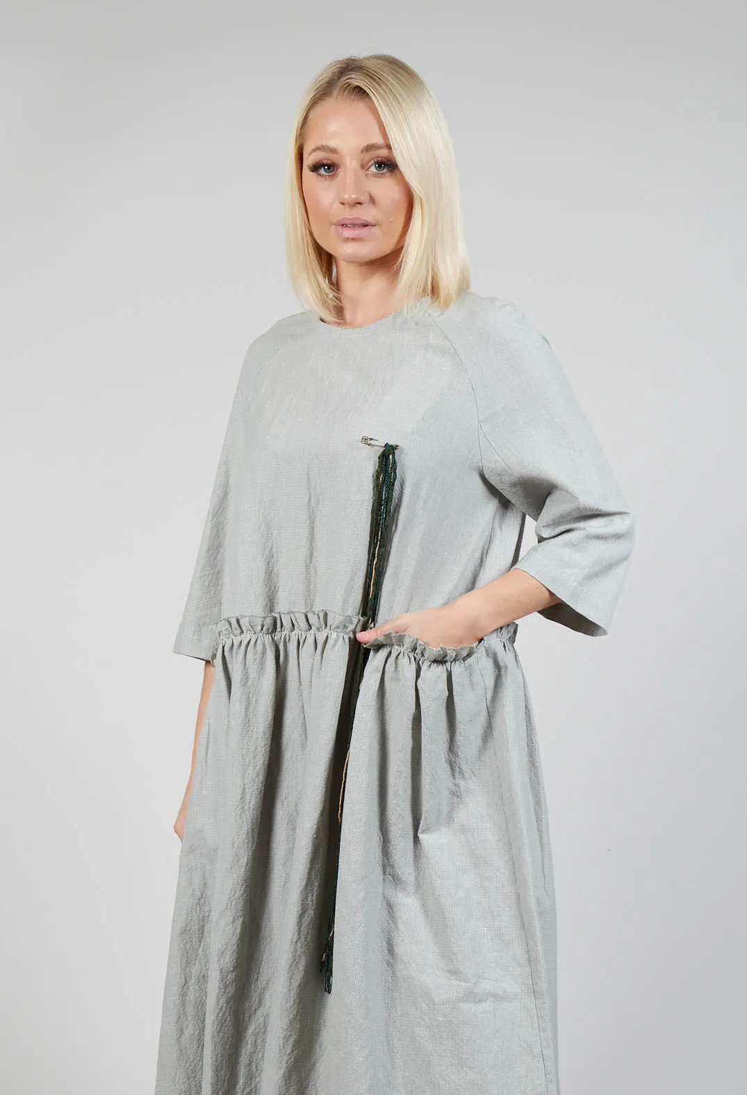 Butterfly Sleeve Smock Dress in Light Grey