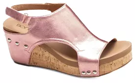 Carley Wedge in Light Pink Metallic