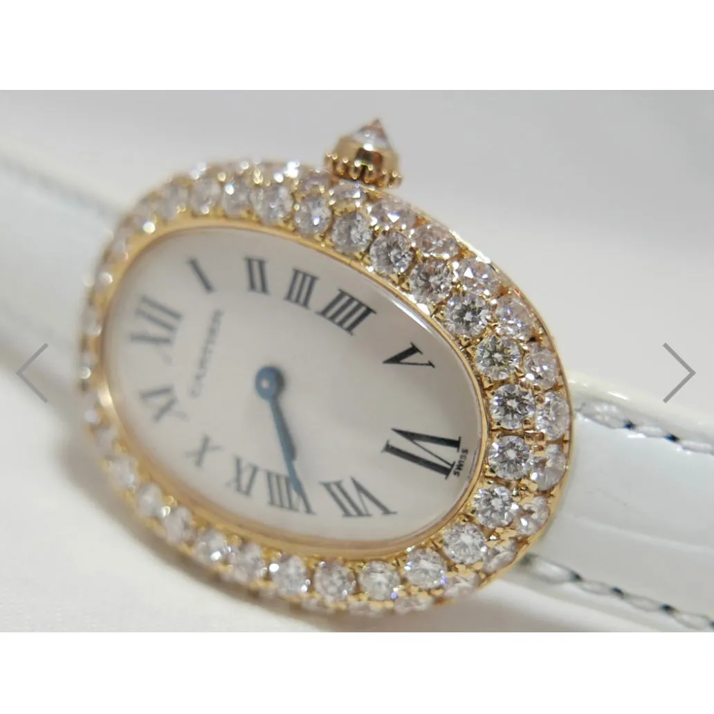 CARTIER BAIGNOIRE Quartz 18K Yellow Gold 23mm 3.2TCW  Diamond Watch