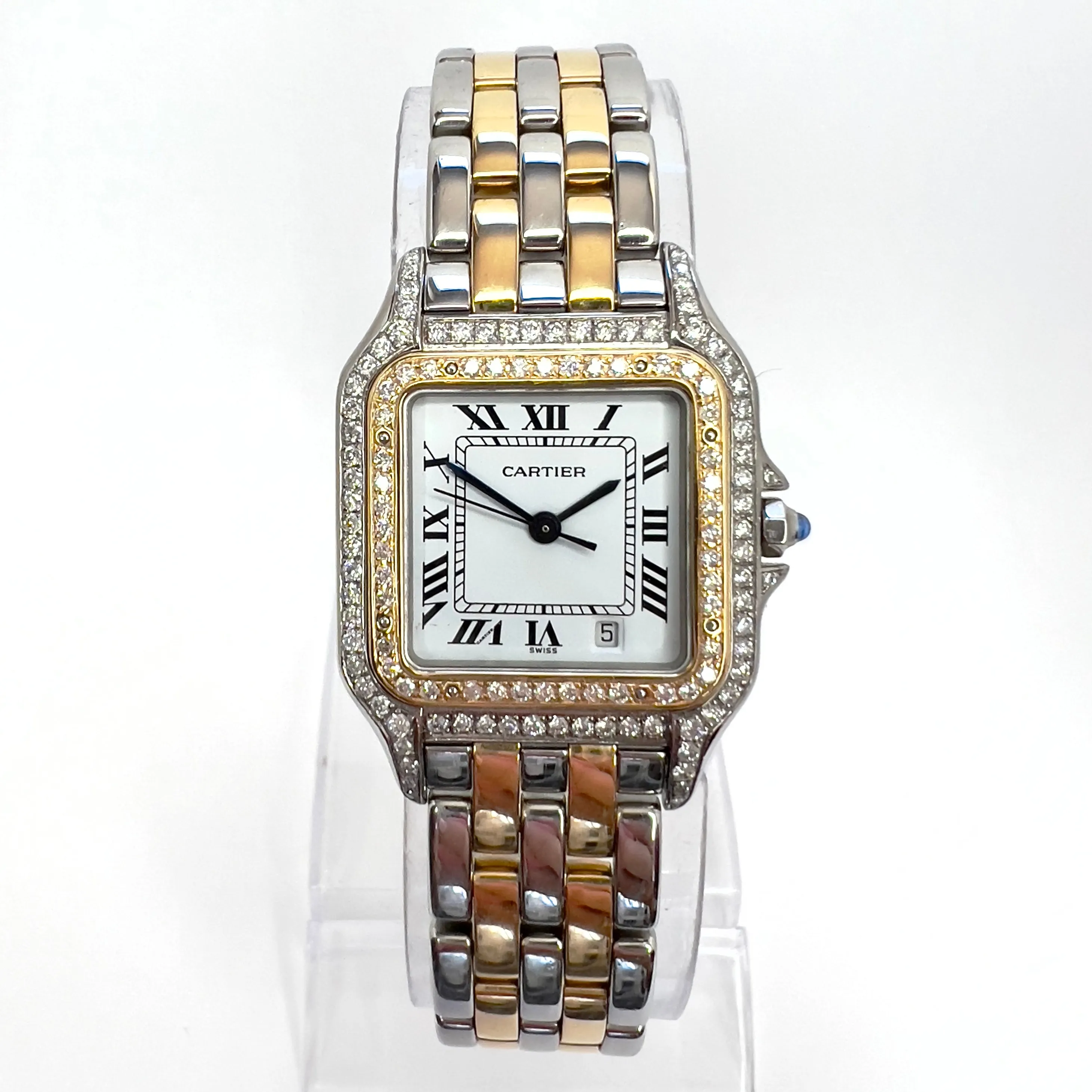 CARTIER PANTHERE 27mm 2 Row Gold Quartz ~1.16TCW DIAMOND Watch