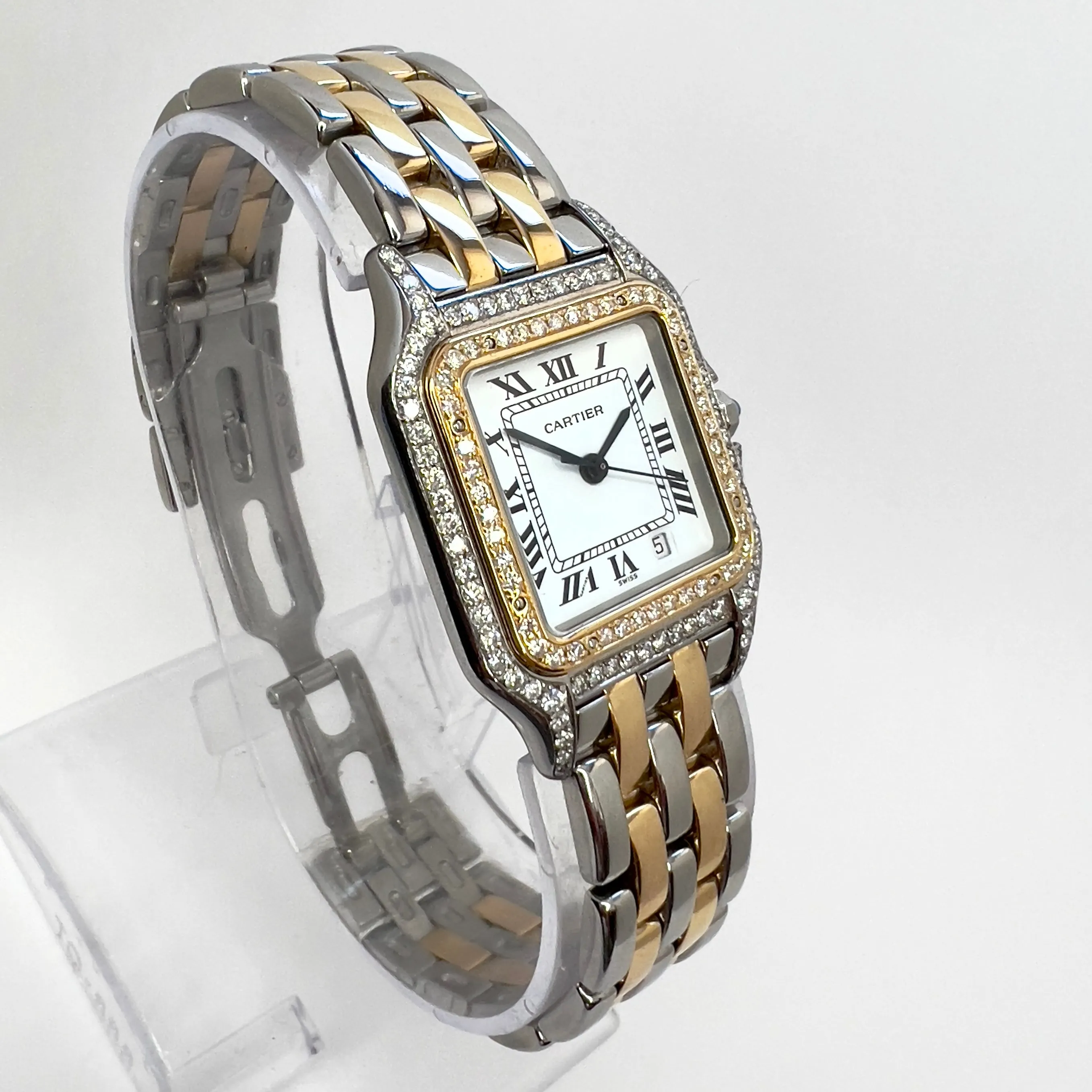 CARTIER PANTHERE 27mm 2 Row Gold Quartz ~1.16TCW DIAMOND Watch