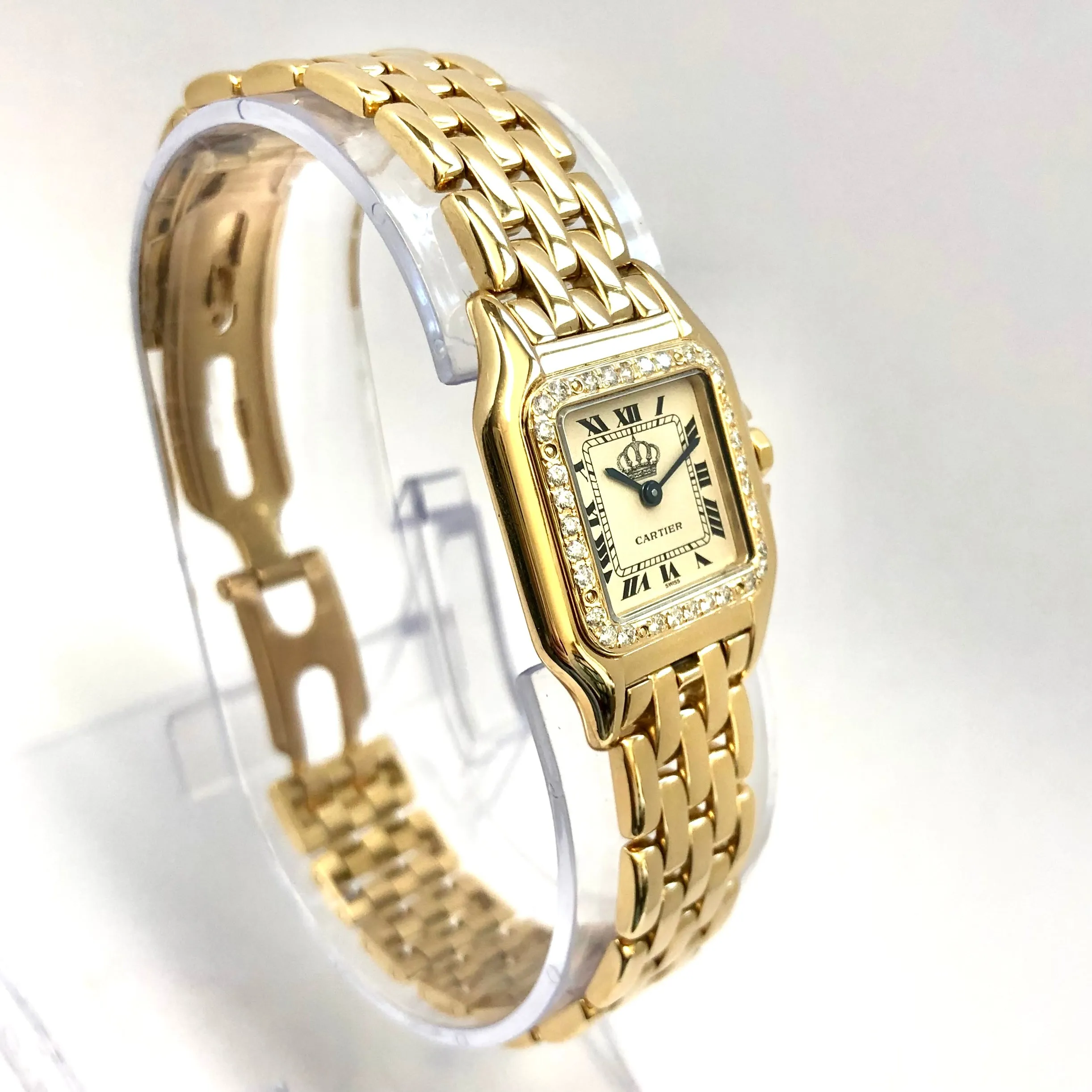 CARTIER PANTHERE Quartz 23mm 18K Yellow Gold ~0.4TCW DIAMOND Watch Anniversary Dial