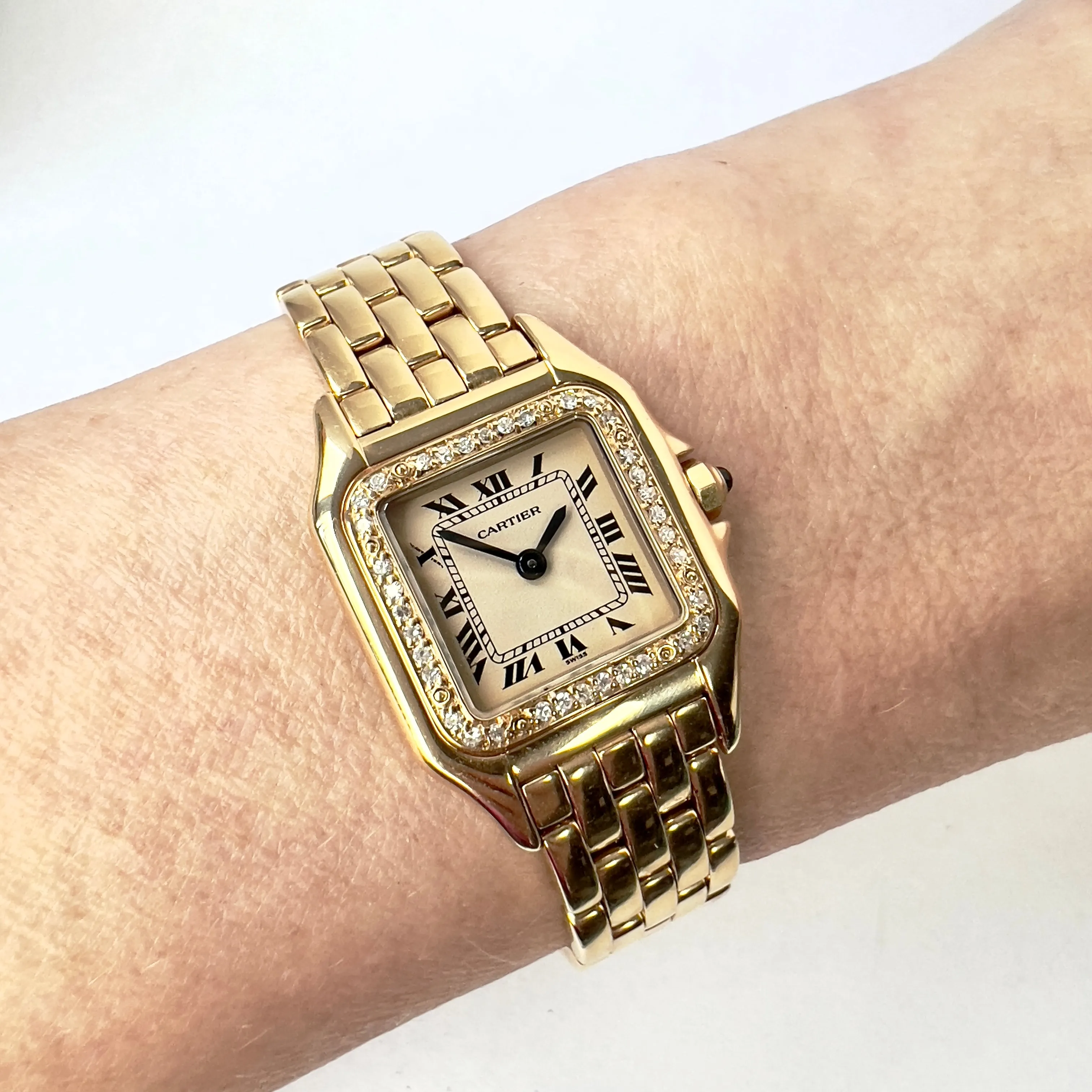 CARTIER PANTHERE Quartz 23mm 18K Yellow Gold ~0.4TCW DIAMOND Watch