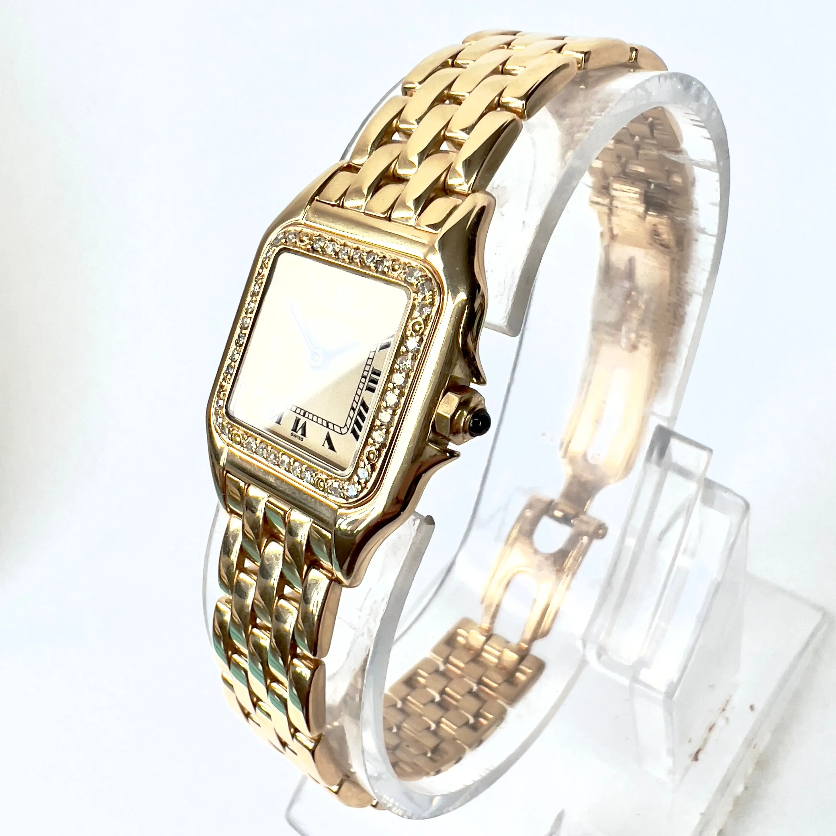 CARTIER PANTHERE Quartz 23mm 18K Yellow Gold ~0.4TCW DIAMOND Watch