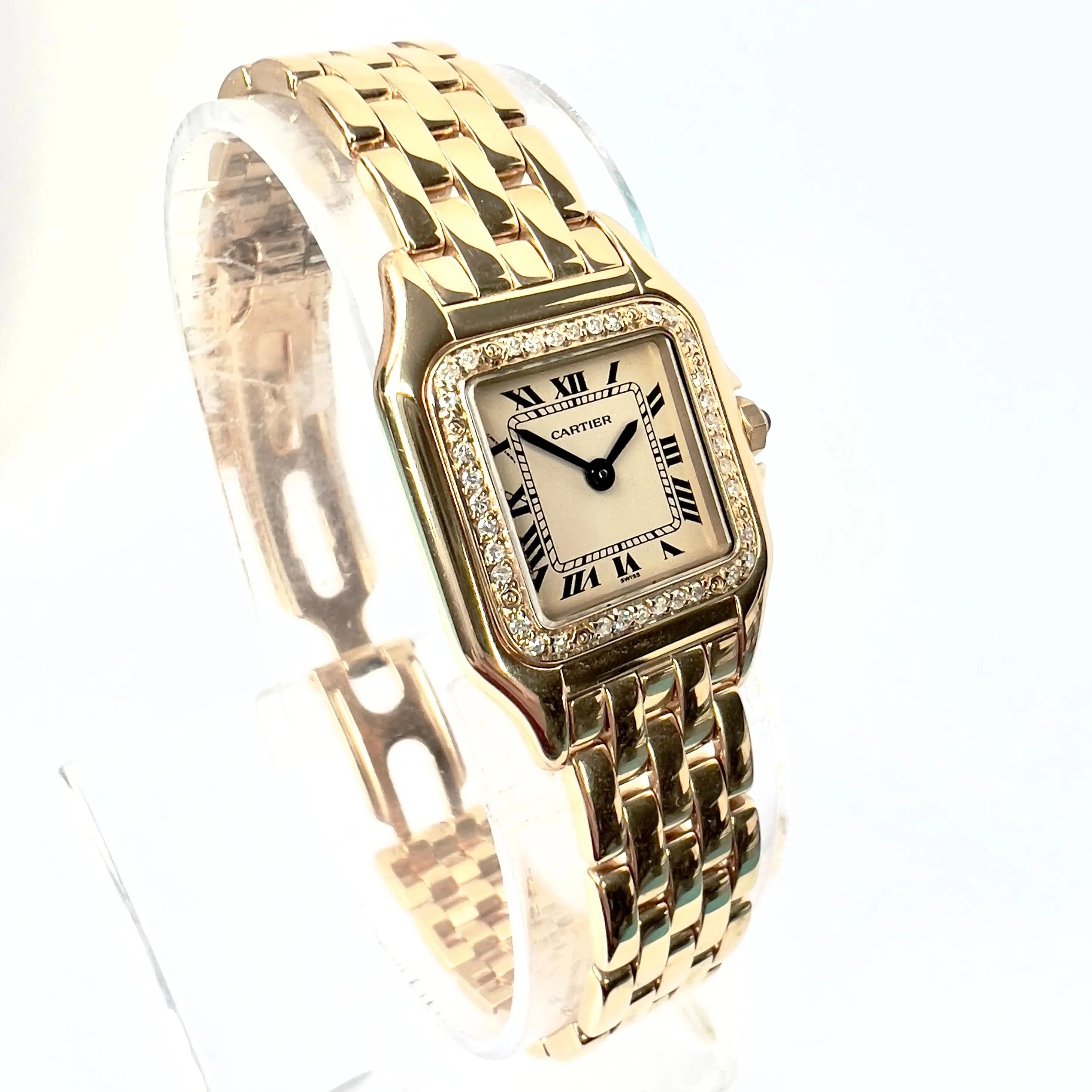 CARTIER PANTHERE Quartz 23mm 18K Yellow Gold ~0.4TCW DIAMOND Watch