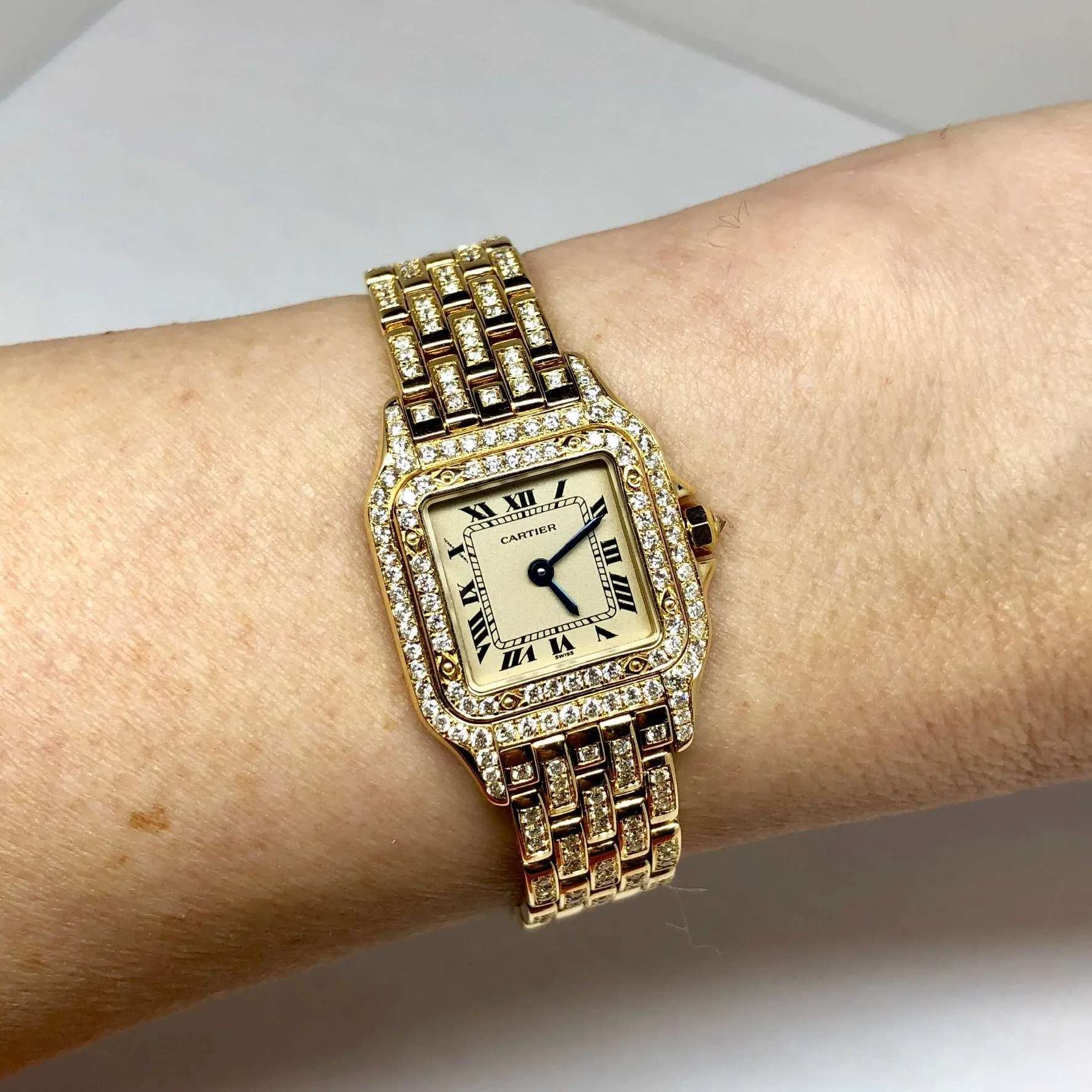 CARTIER PANTHERE Quartz 23mm 18K Yellow Gold ~2.12TCW DIAMONDS Watch