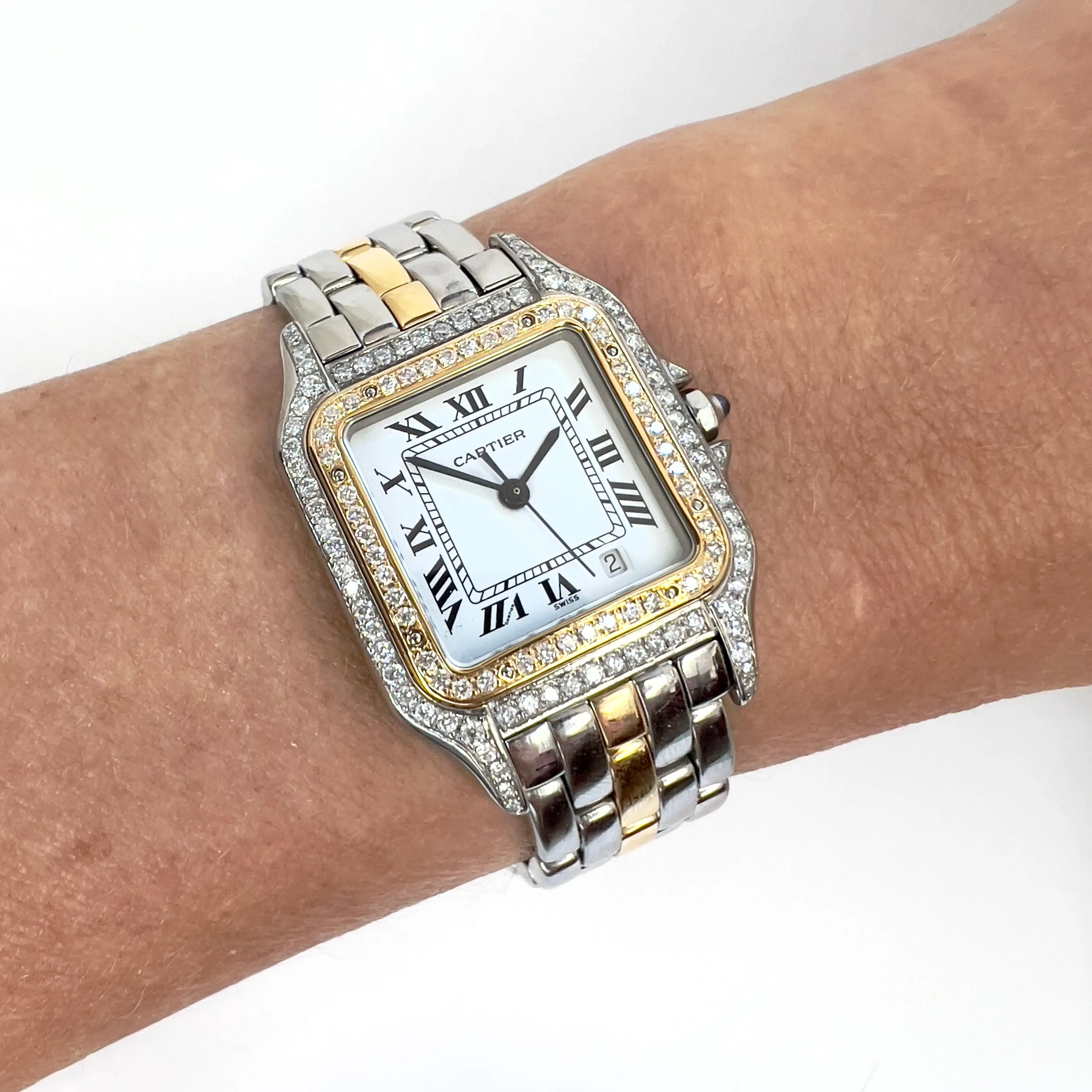 CARTIER PANTHERE Quartz 27mm 1 Row Gold ~1.16TCW DIAMOND Watch