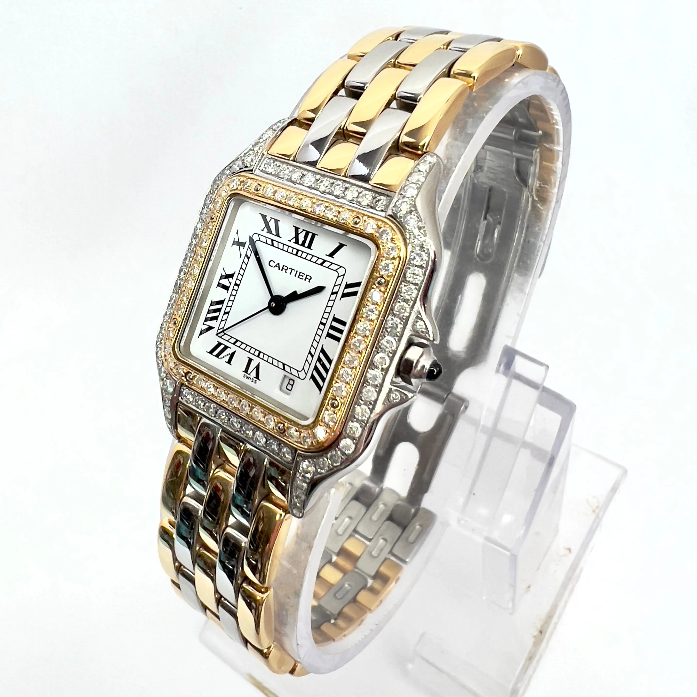 CARTIER PANTHERE Quartz 27mm 3 Row Gold 1.25TCW DIAMOND Watch