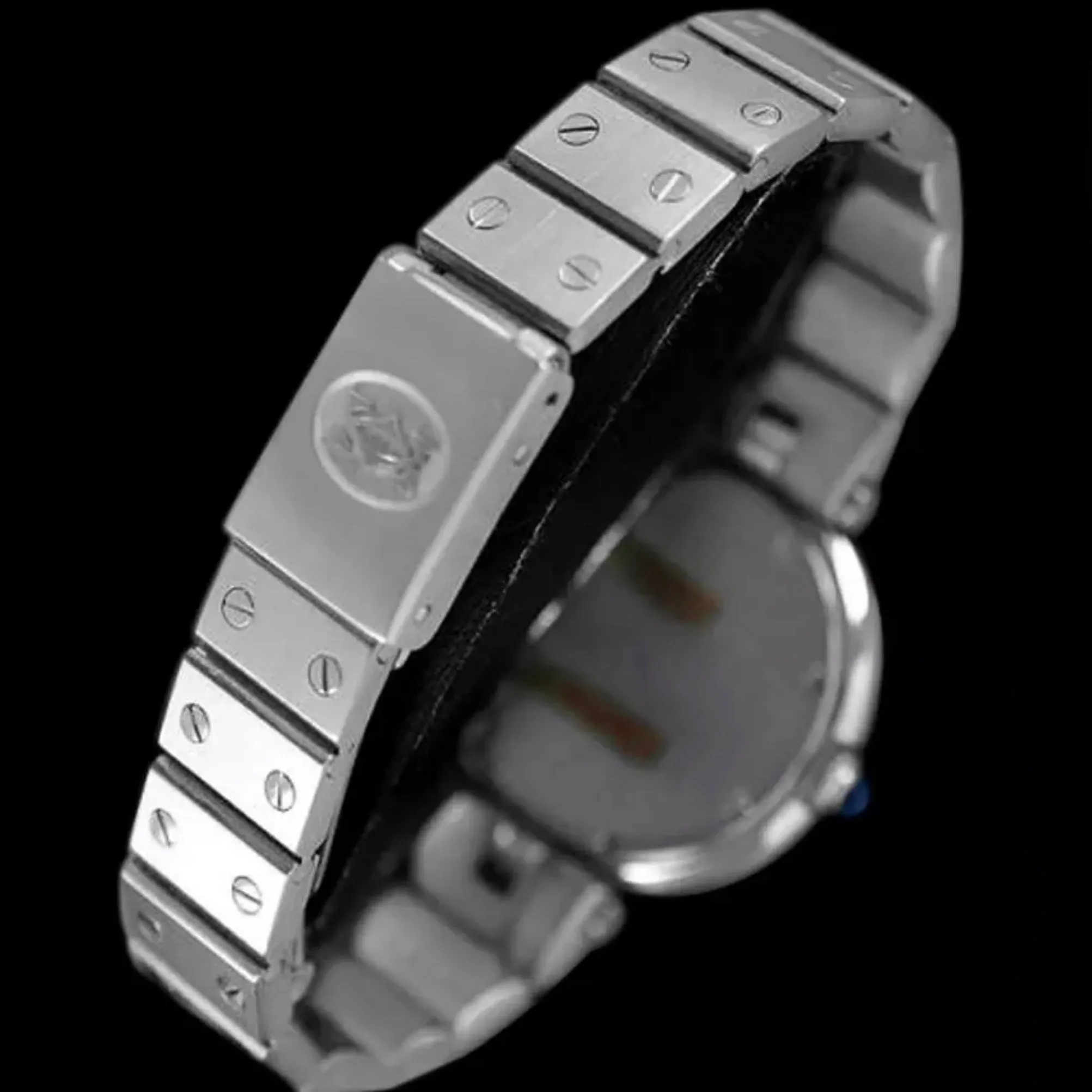 CARTIER SANTOS RONDE 32mm Quartz Steel ~0.38TCW DIAMOND Watch