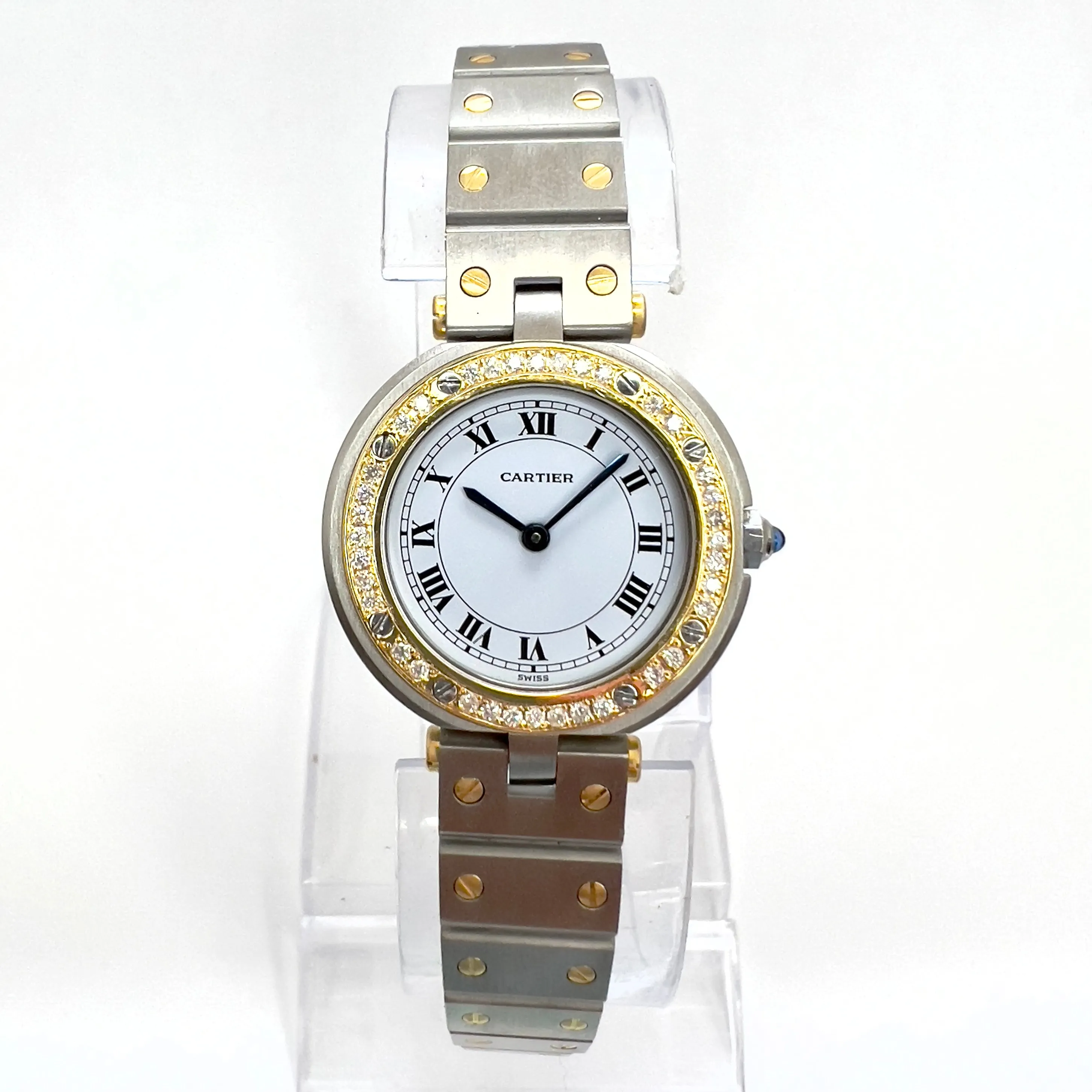 CARTIER SANTOS RONDE Quartz 27mm 2 Tone 0.40TCW DIAMOND Watch