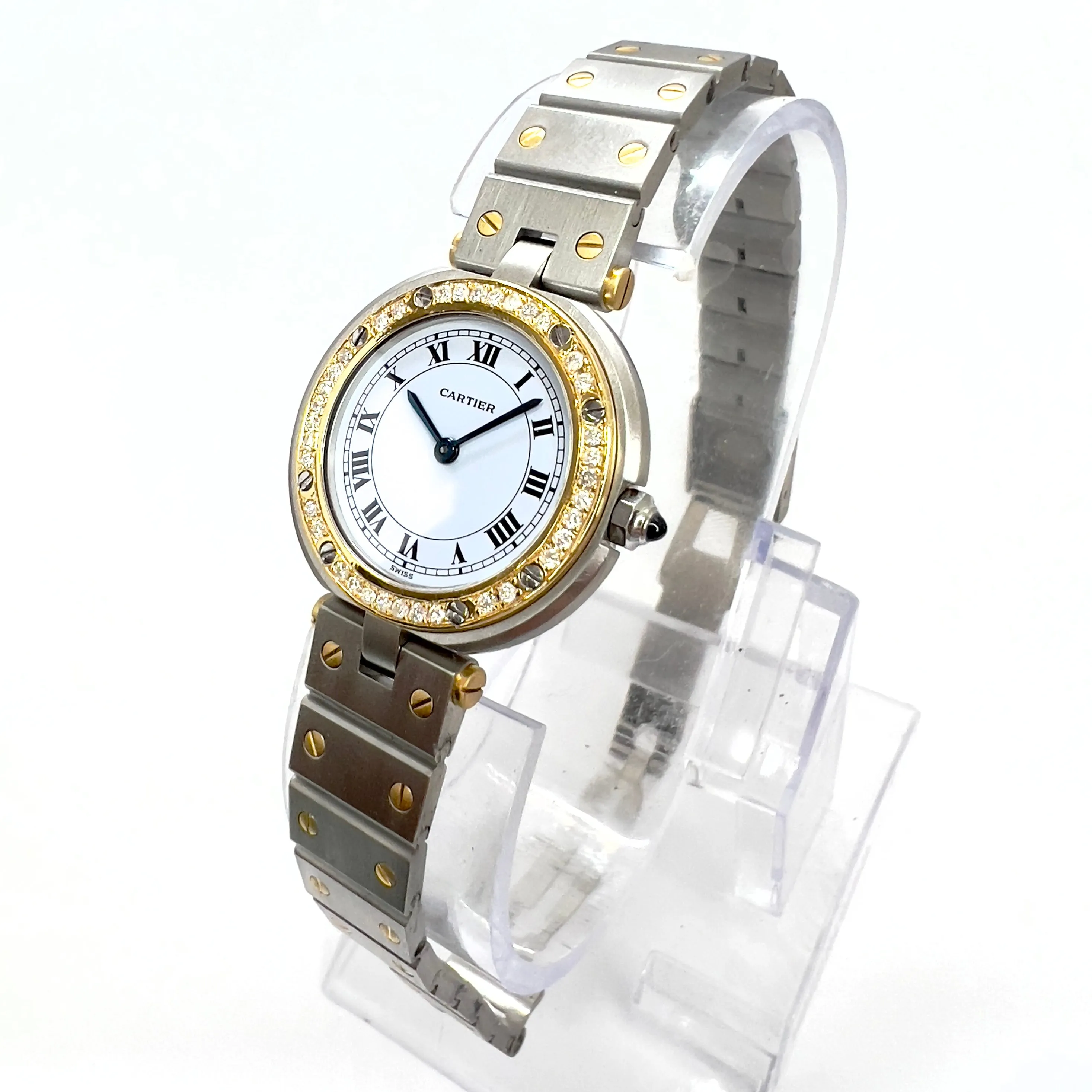 CARTIER SANTOS RONDE Quartz 27mm 2 Tone 0.40TCW DIAMOND Watch