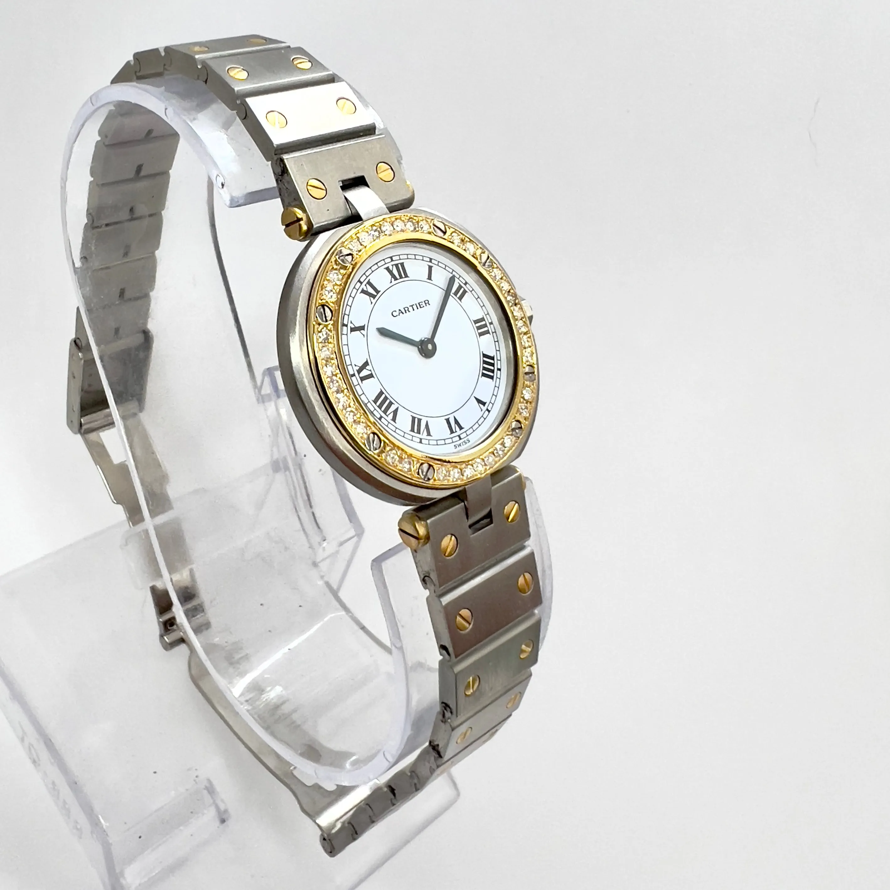 CARTIER SANTOS RONDE Quartz 27mm 2 Tone 0.40TCW DIAMOND Watch