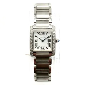 CARTIER TANK FRANCAISE 20mm Quartz Steel 0.80TCW DIAMOND Watch