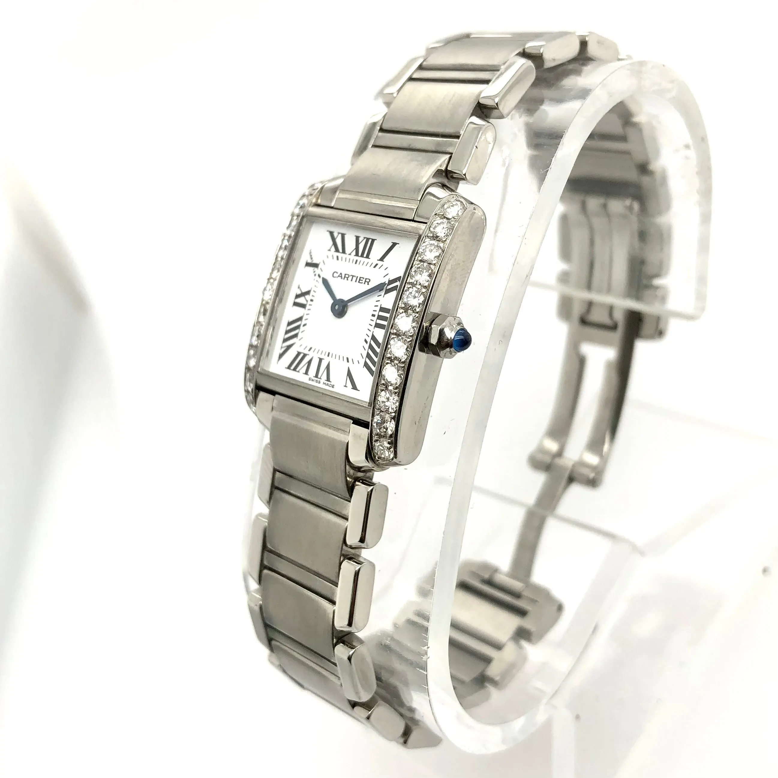 CARTIER TANK FRANCAISE 20mm Quartz Steel 0.80TCW DIAMOND Watch