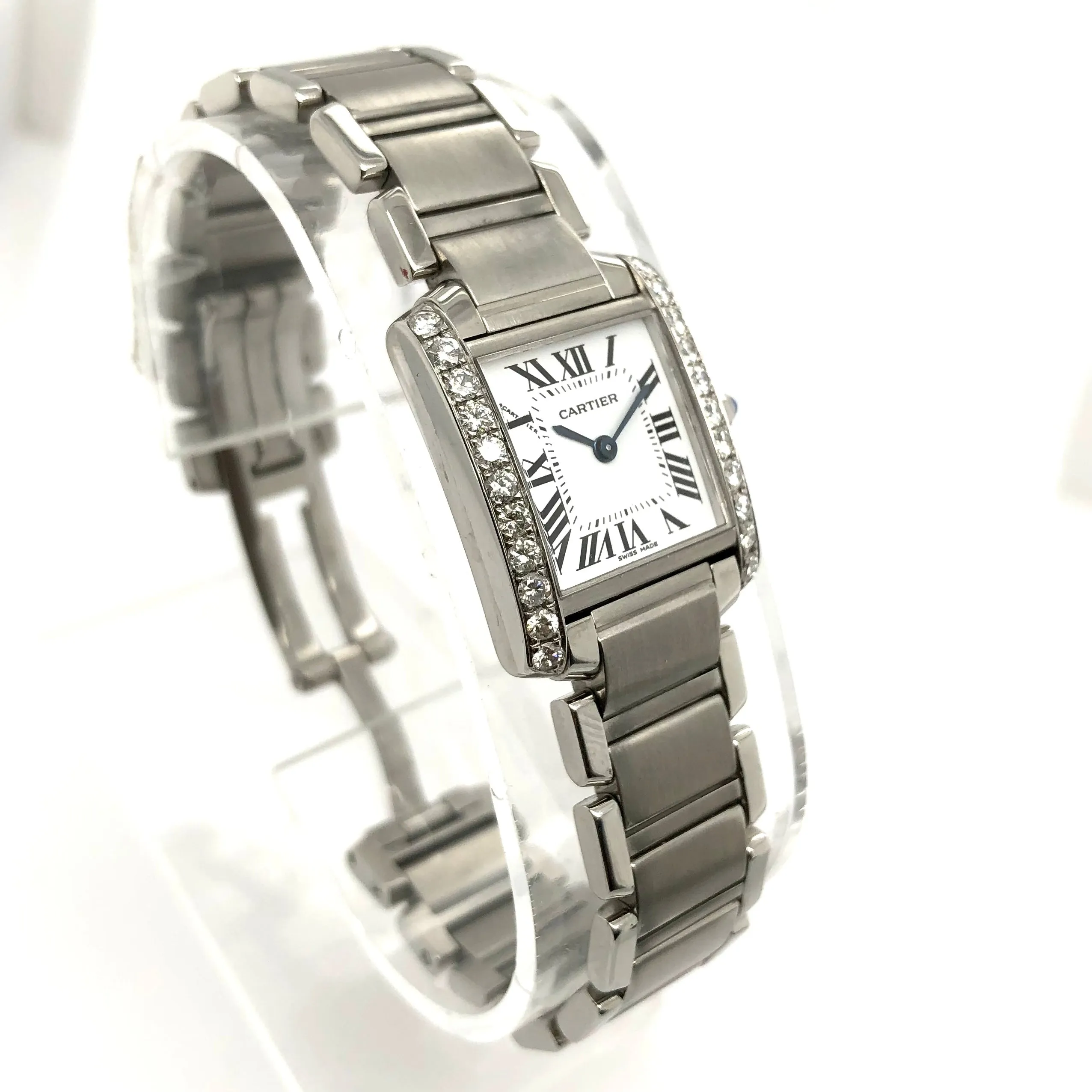 CARTIER TANK FRANCAISE 20mm Quartz Steel 0.80TCW DIAMOND Watch