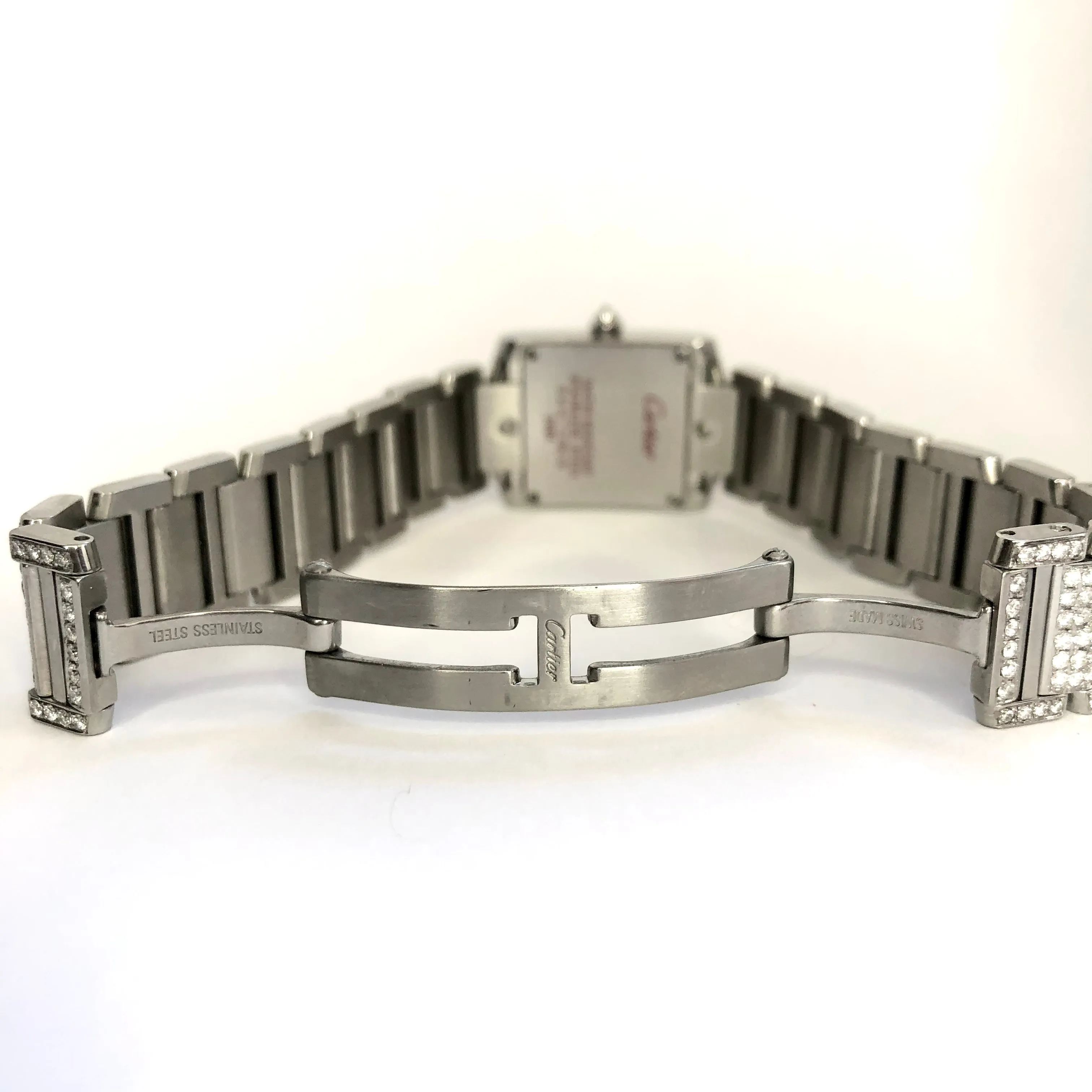 CARTIER TANK FRANCAISE Quartz 20mm Steel 6.11TCW Full DIAMOND Watch