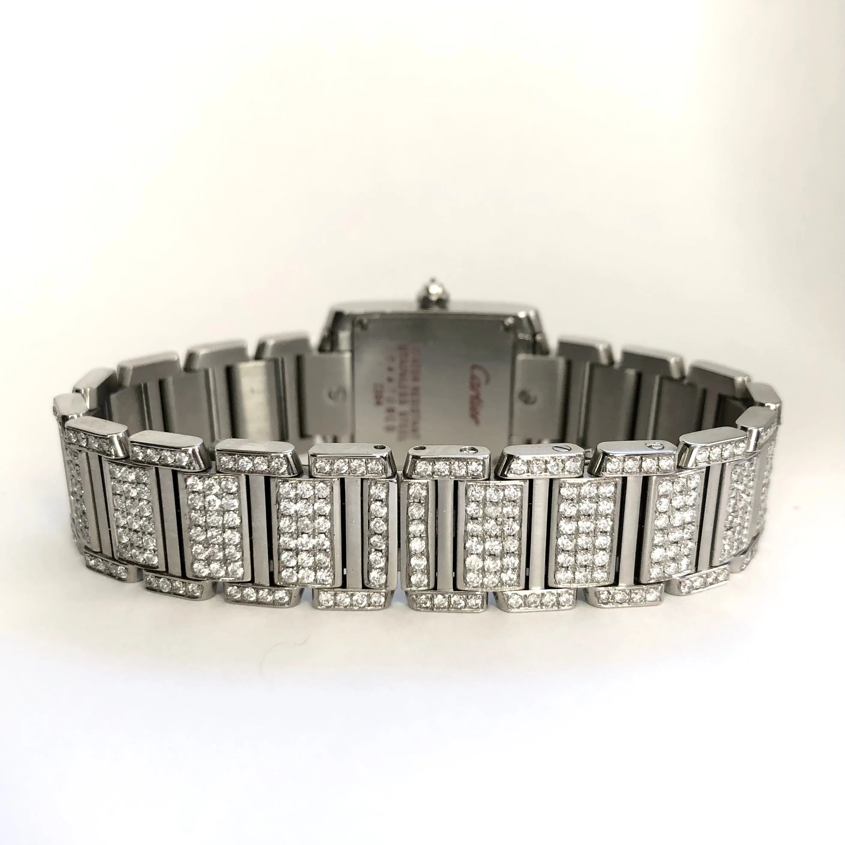 CARTIER TANK FRANCAISE Quartz 20mm Steel 6.11TCW Full DIAMOND Watch