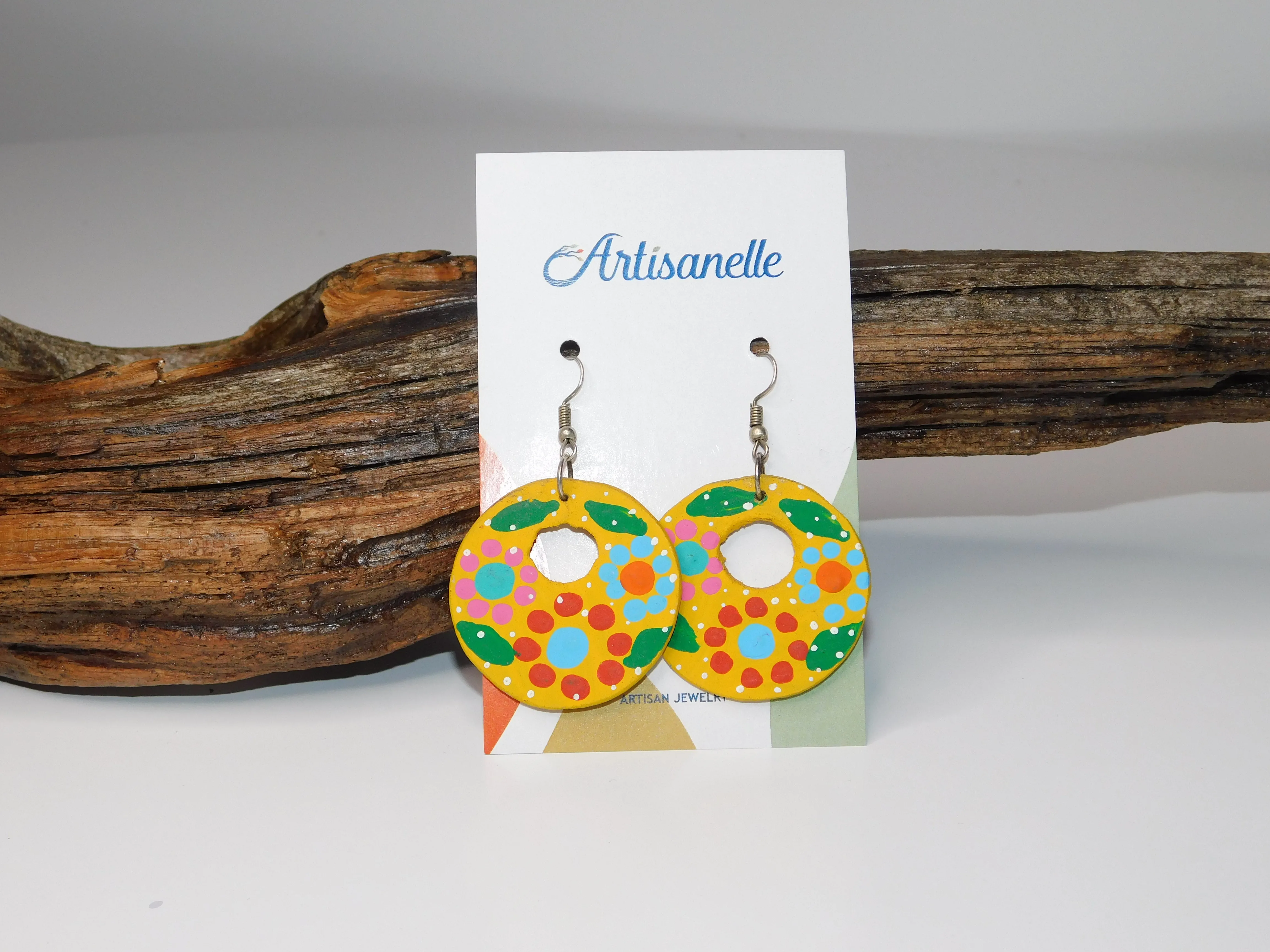 Circle Hand Painted Earrings