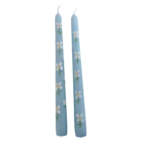 Daisy Blue Hand Painted Candle