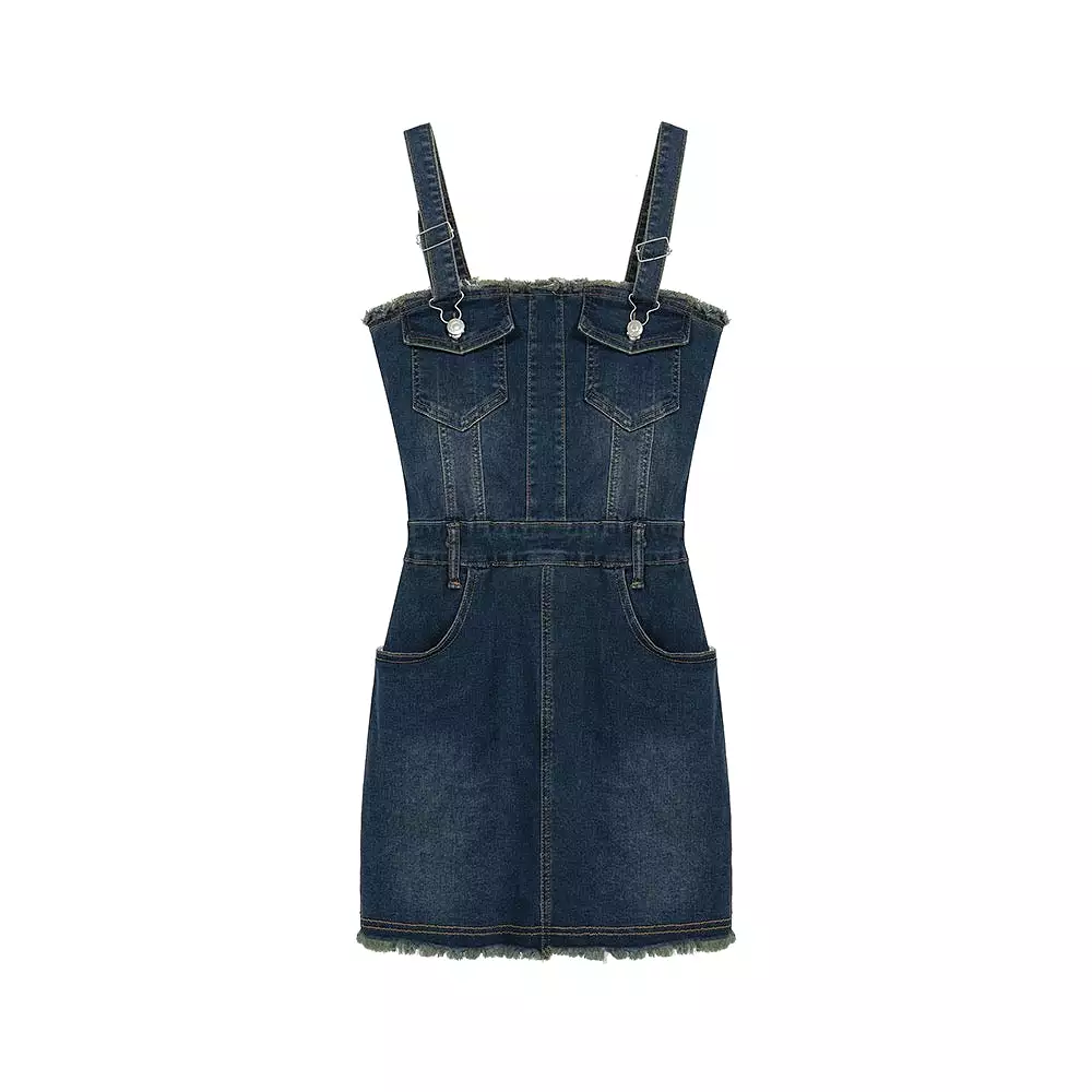 Denim Mock Overall Dress