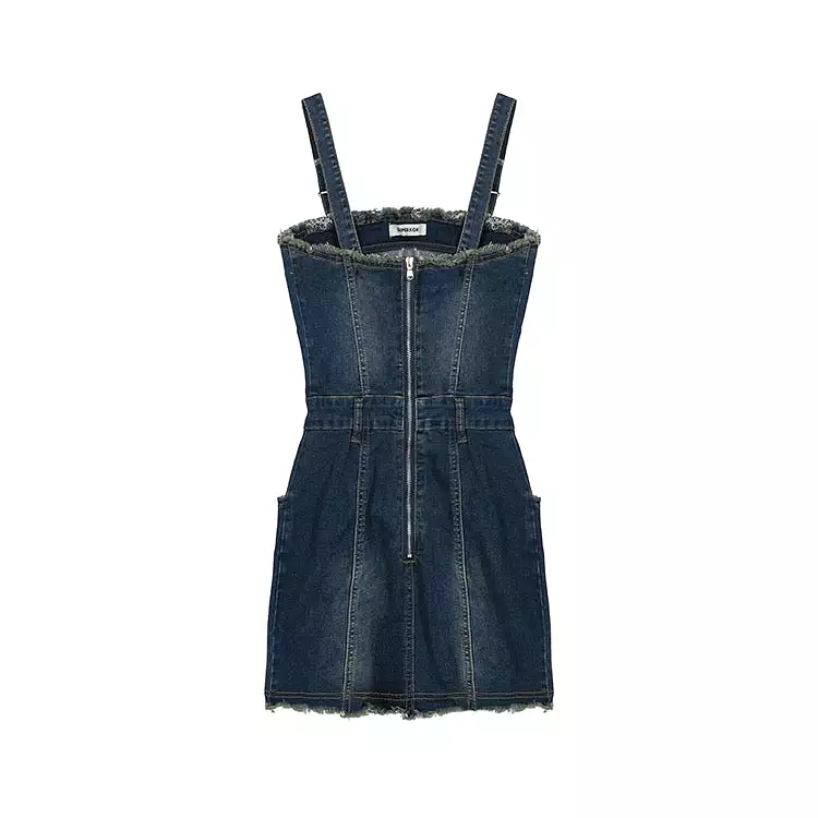 Denim Mock Overall Dress