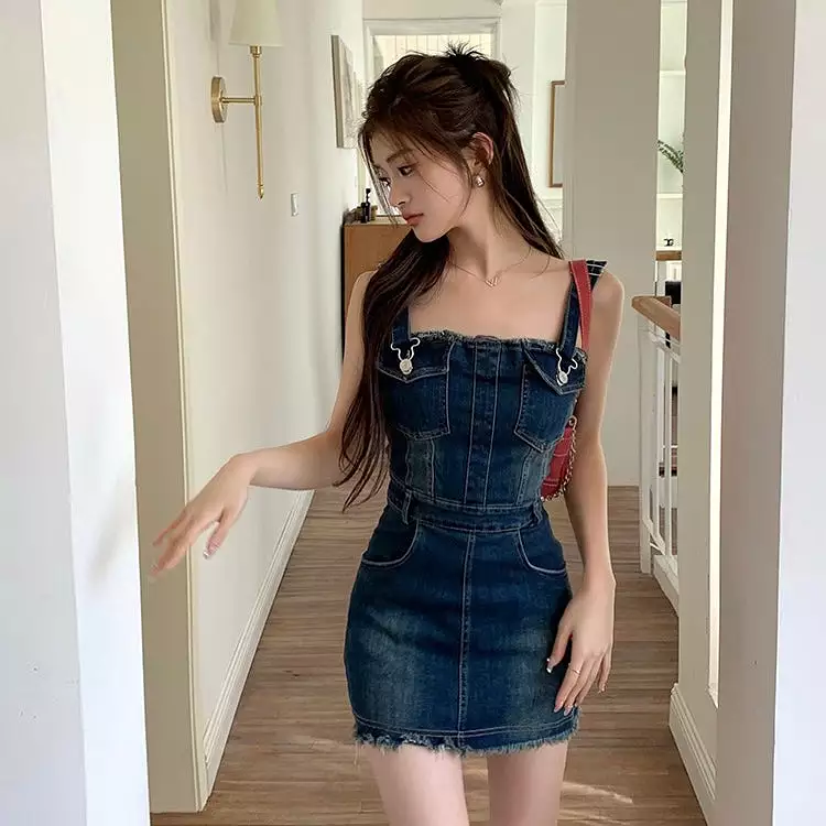 Denim Mock Overall Dress