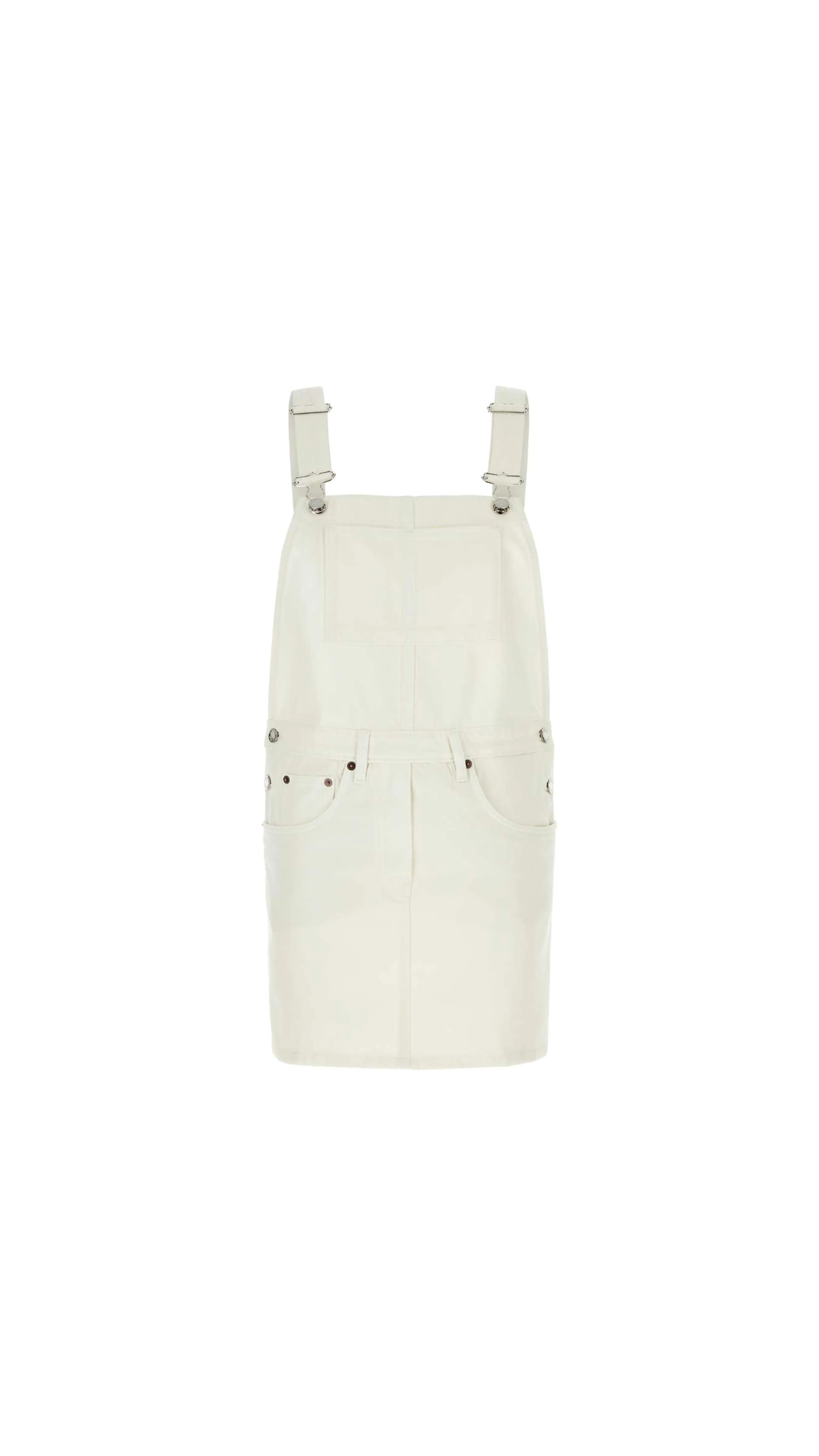 Denim Overall Mini-dress - White